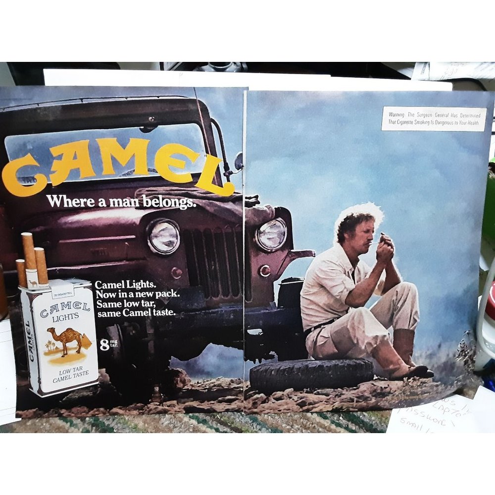 1981 Camel Lights Where A Man Belongs Jeep Original Vintage Print ad